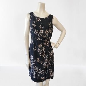 Banana Republic Dress Women's 2 Black Floral Sleeveless Knee Length